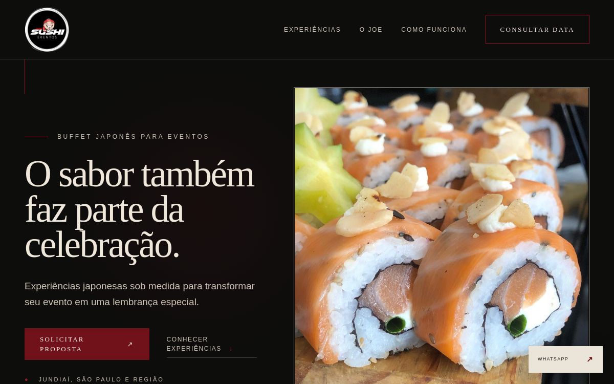 Página desenvolvida para Joe Sushi Eventos